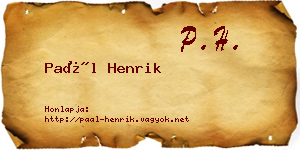 Paál Henrik névjegykártya